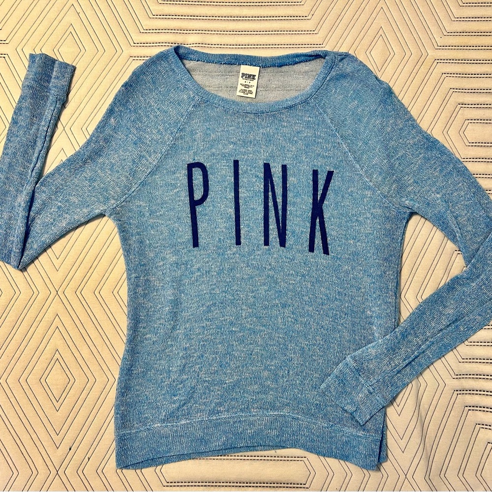 PINK Victoria's Secret Light Blue Crew Neck Sweater